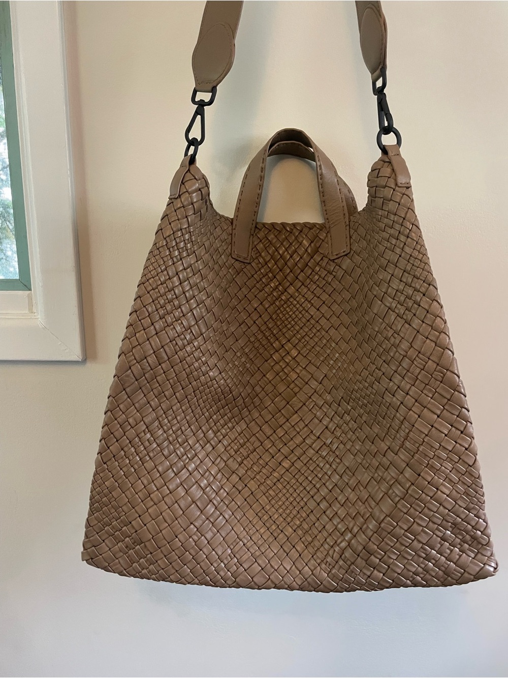 Falor Italian Leather Woven Brown Women's Bag